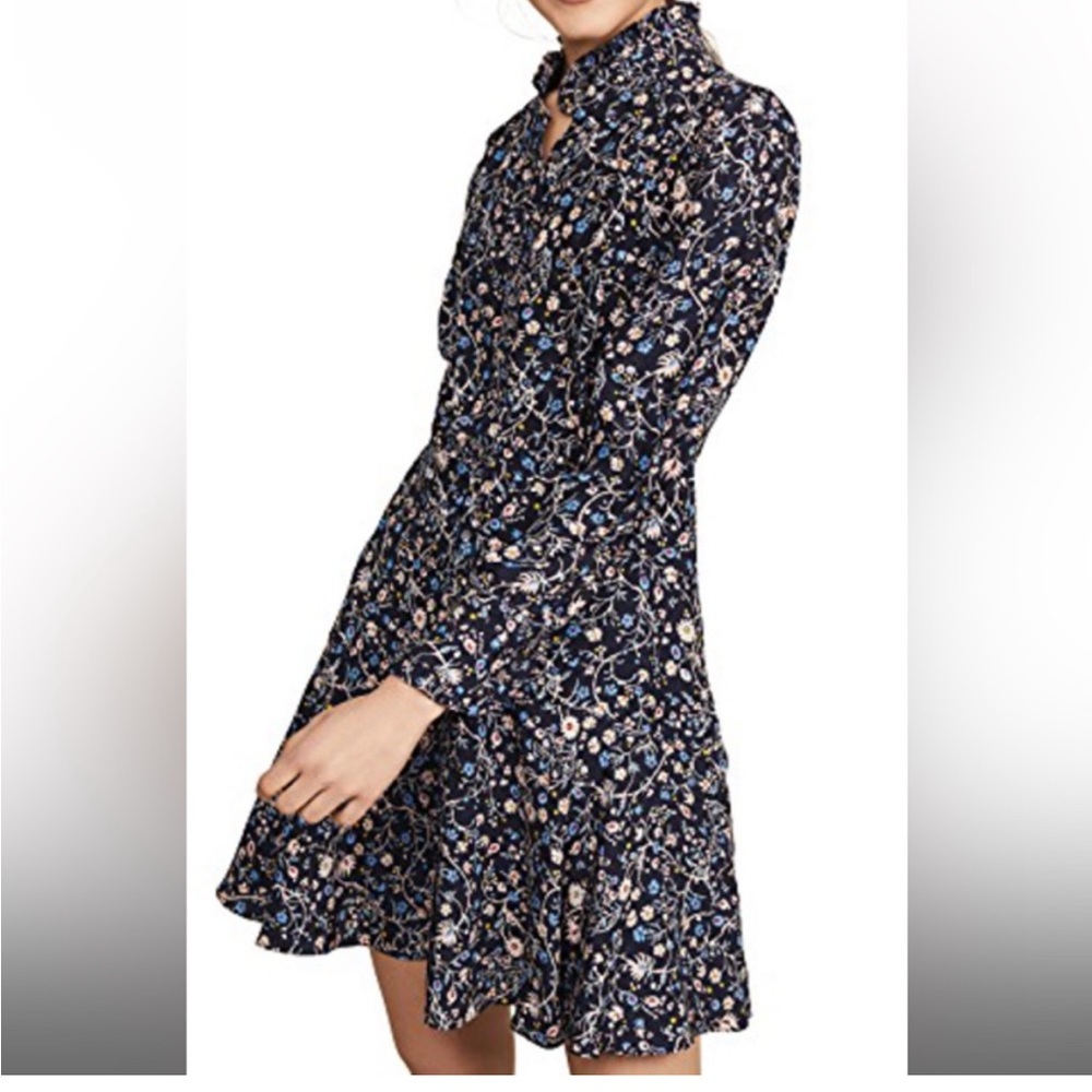 Rebecca Taylor Blue and Black Long Sleeve Sundress